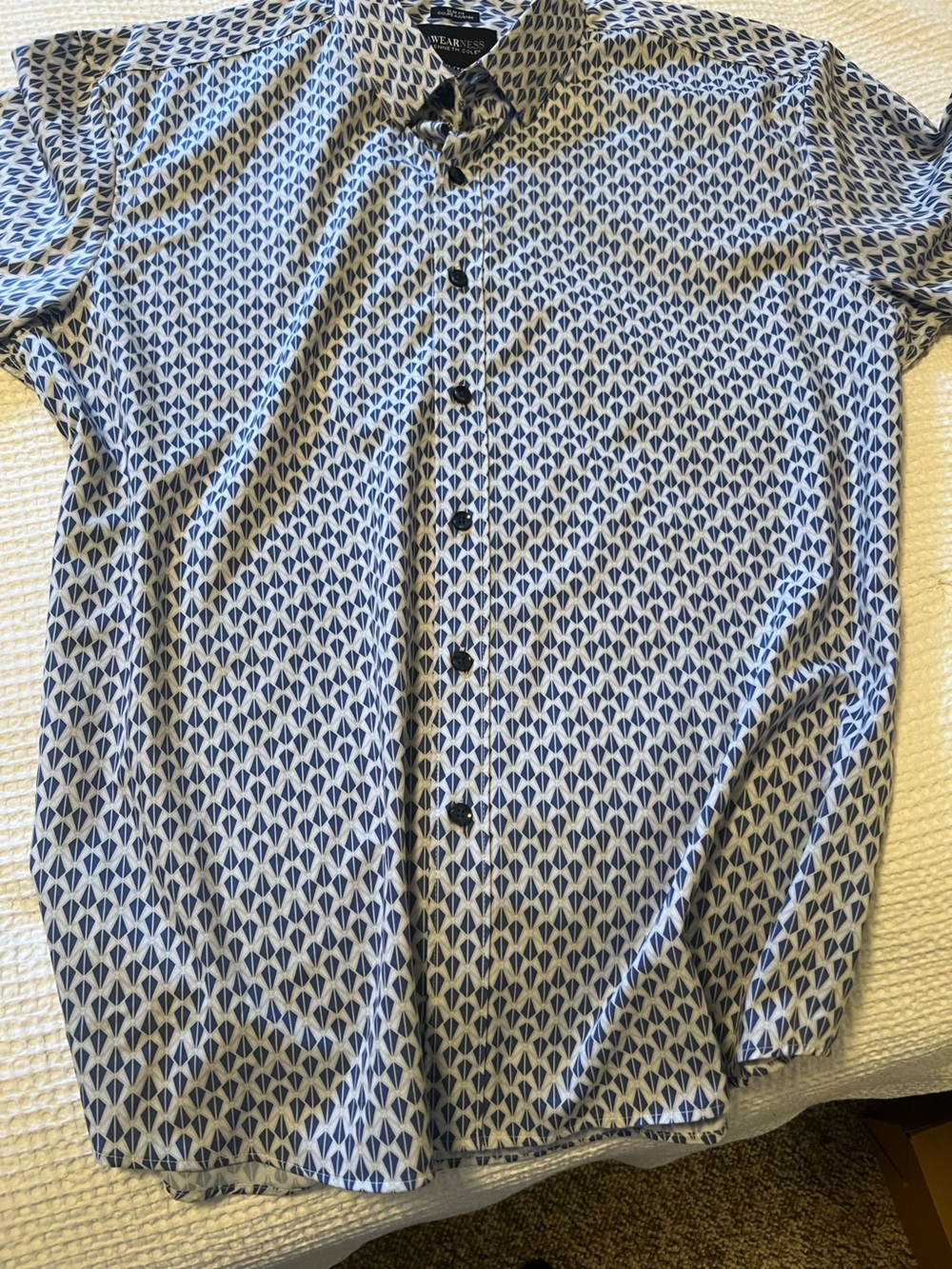 Kenneth Cole Blue and White Geometric Sport Coat